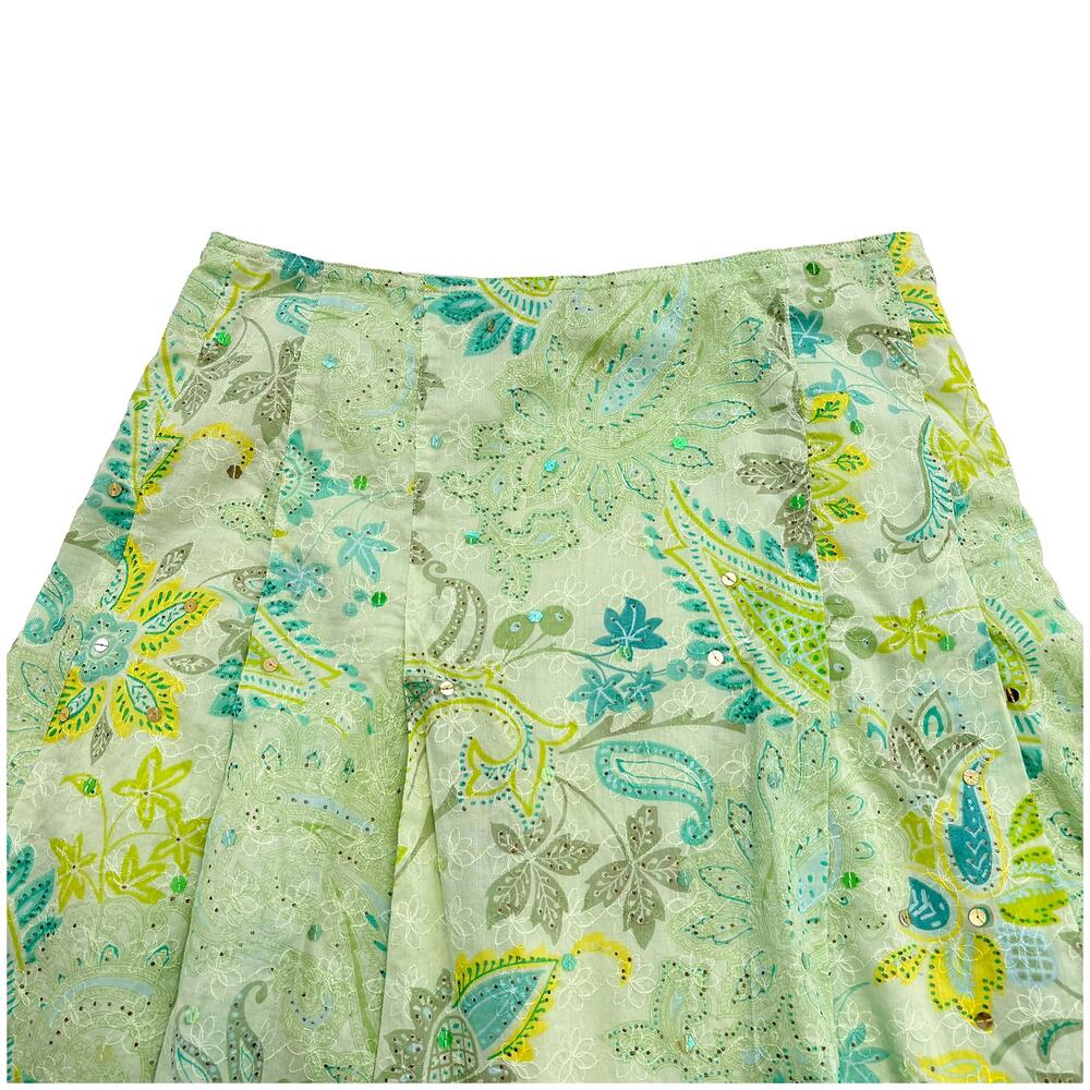 VTG Express Y2K Paisley A-Line Skirt Women 2 Fairy Sequin Embroidered Patchwork - Picture 4 of 10